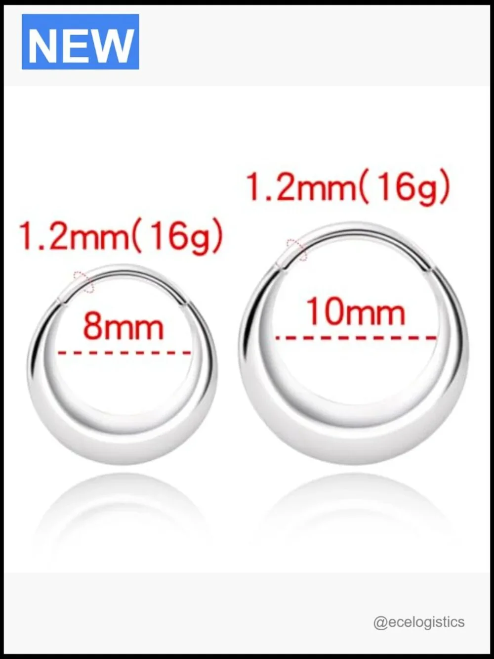 316L Stainless Steel Segment Septum Ring - 16G 8mm Hinged Clicker Hoop for Nose
